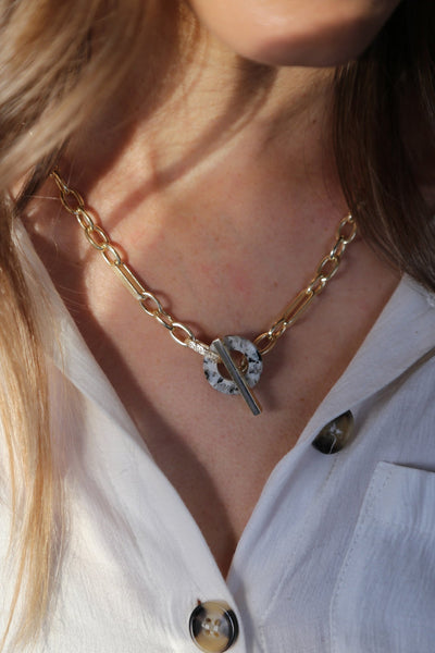 Tutti & Co Gold Quartz T-Bar Necklace