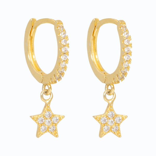 Piccadilly LIly  Gold Plated (Sterling Silver)  Star Huggie Hoop Earrings
