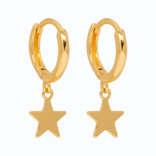 Piccadilly Lily Gold Plated (Sterling Silver) Star Huggie Hoop Earrings