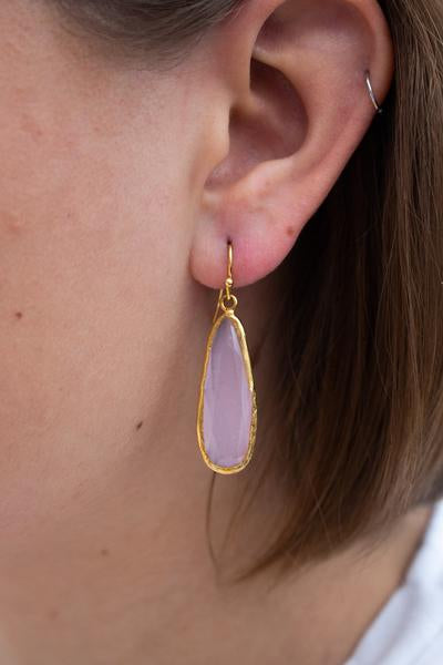 My Doris Rose Quartz Long Drop Earrings