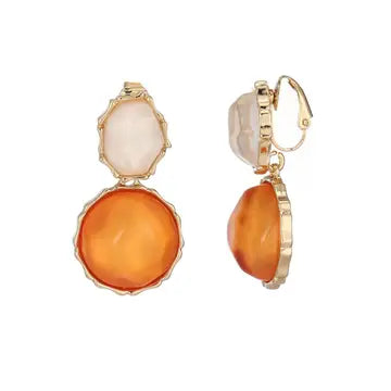 Belle Jewellery Orange & Ivory Resin Statement Clip On Earrings