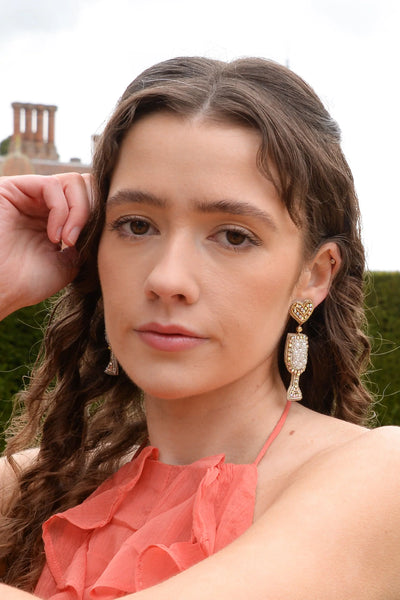 My Doris Hand Beaded White Wine Spritzer Stud Earrings