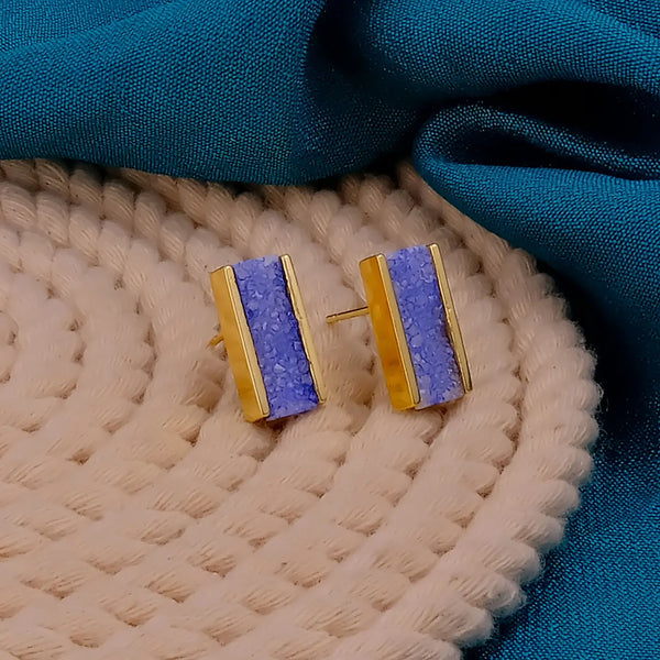 El Joyero Hand Made Blue Druzy Bar Stud Earrings