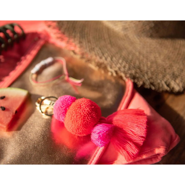 Pom Pom Galore Flamingo Pinks Keyring, Bag Charm