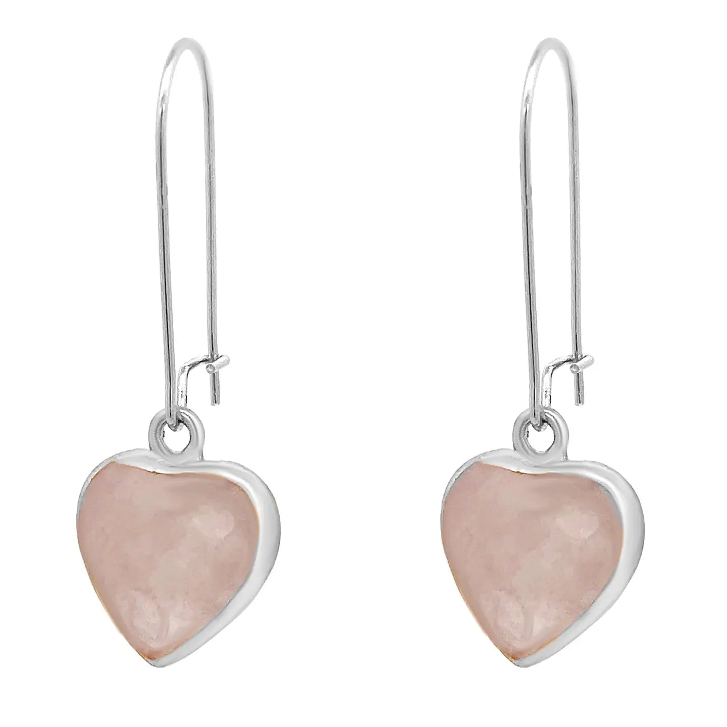 Amorino Gift Boxed, Blush Natural Heart Stone, Silver Drop Earrings