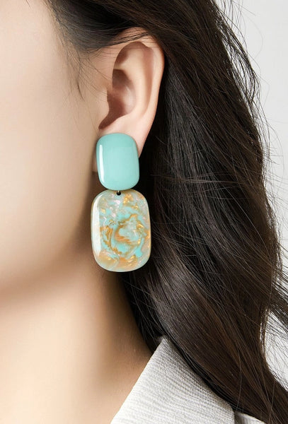 Belle Jewellery Opaline Green Resin Statement Clip On Earrings