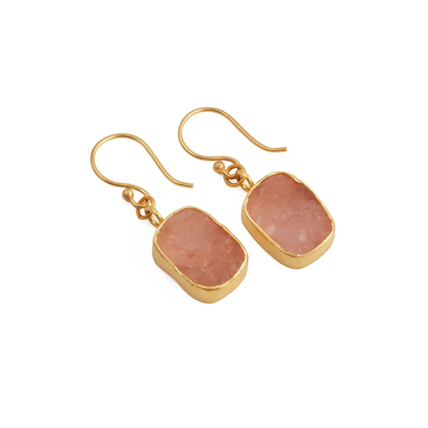 El Joyero Handmade Raw Rose Quartz Gemstone Stud Earrings