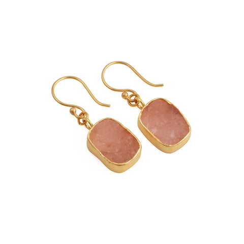 El Joyero Handmade Raw Rose Quartz Gemstone Stud Earrings