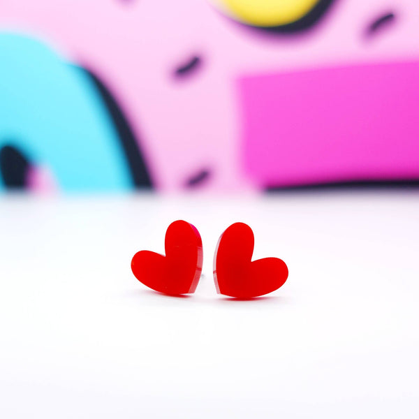 Silly Loaf Red Heart Stud Earrings