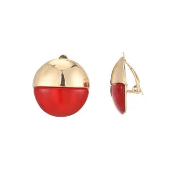 Belle Jewellery Red Resin Statement Clip On Earrings