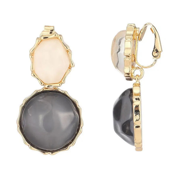 Belle Jewellery Black & Ivory Statement Resin Clip On Earrings