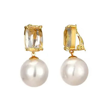 Belle Jewellery White Crystal Statement Clip On Earrings