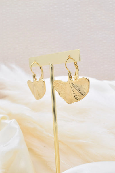 Kapyco Paris Leaf Pattern Ginkgo Gold Earrings