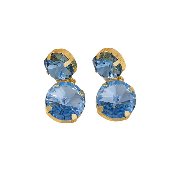 Blossom Sky Blue Glass Crystal Stud Earrings