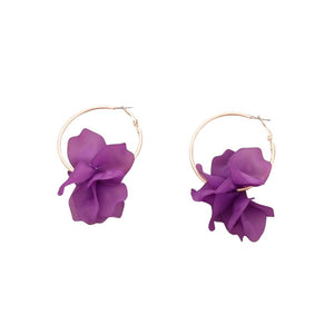 Sonata Fuchsia Pink Resin Petal Statement Hoop Earrings