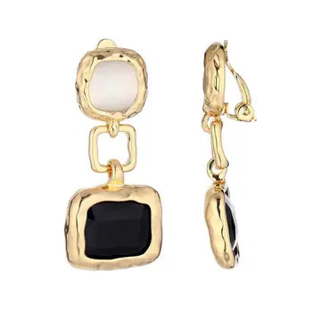 Belle Jewellery Black & Ivory Crystal Clip On Statement Earrings
