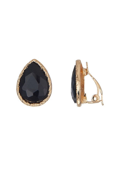 Belle Jewellery Black Crystal Statement Clip On Earrings