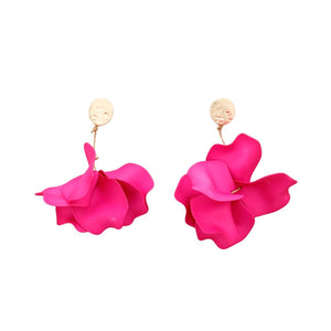 Sonata Fuchsia Pink Petal Resin Statement  Stud Earrings