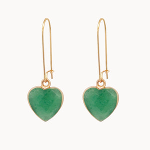 Amorino, Gift Boxed, Pale Green Heart Stone Drop Earrings