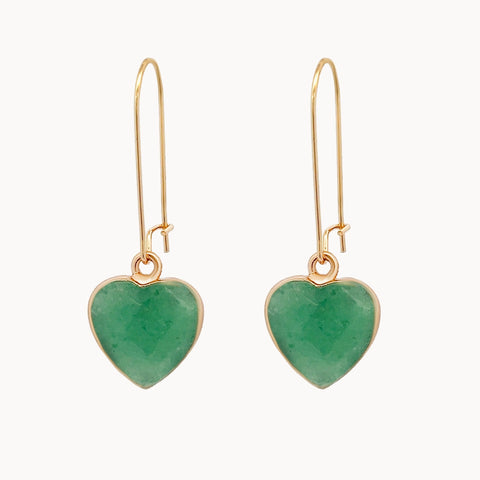 Amorino, Gift Boxed, Pale Green Heart Stone Drop Earrings
