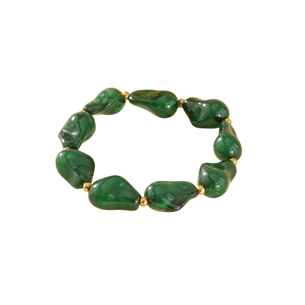 Eclat Paris Elasticated Green Resin Bracelet