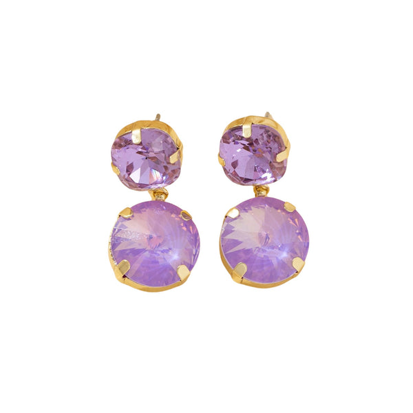Blossom Lilac Purple Glass Crystal Stud Earrings