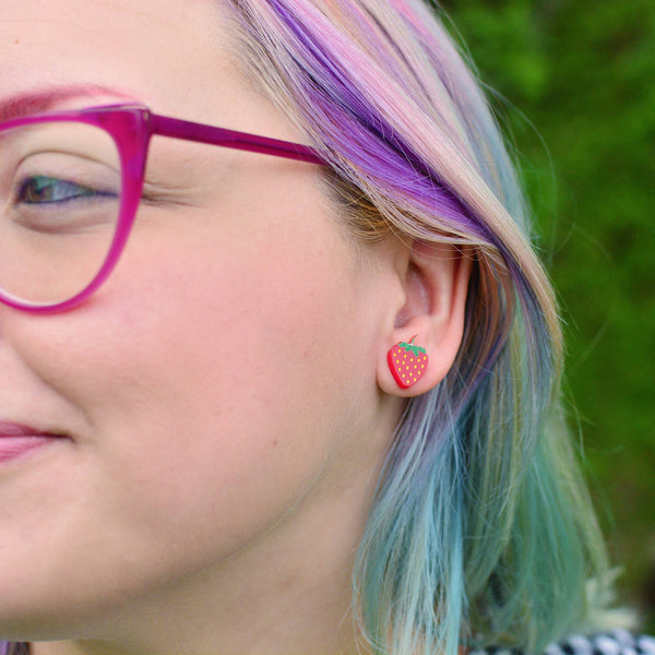 Silly Loaf Strawberry Stud Earrings
