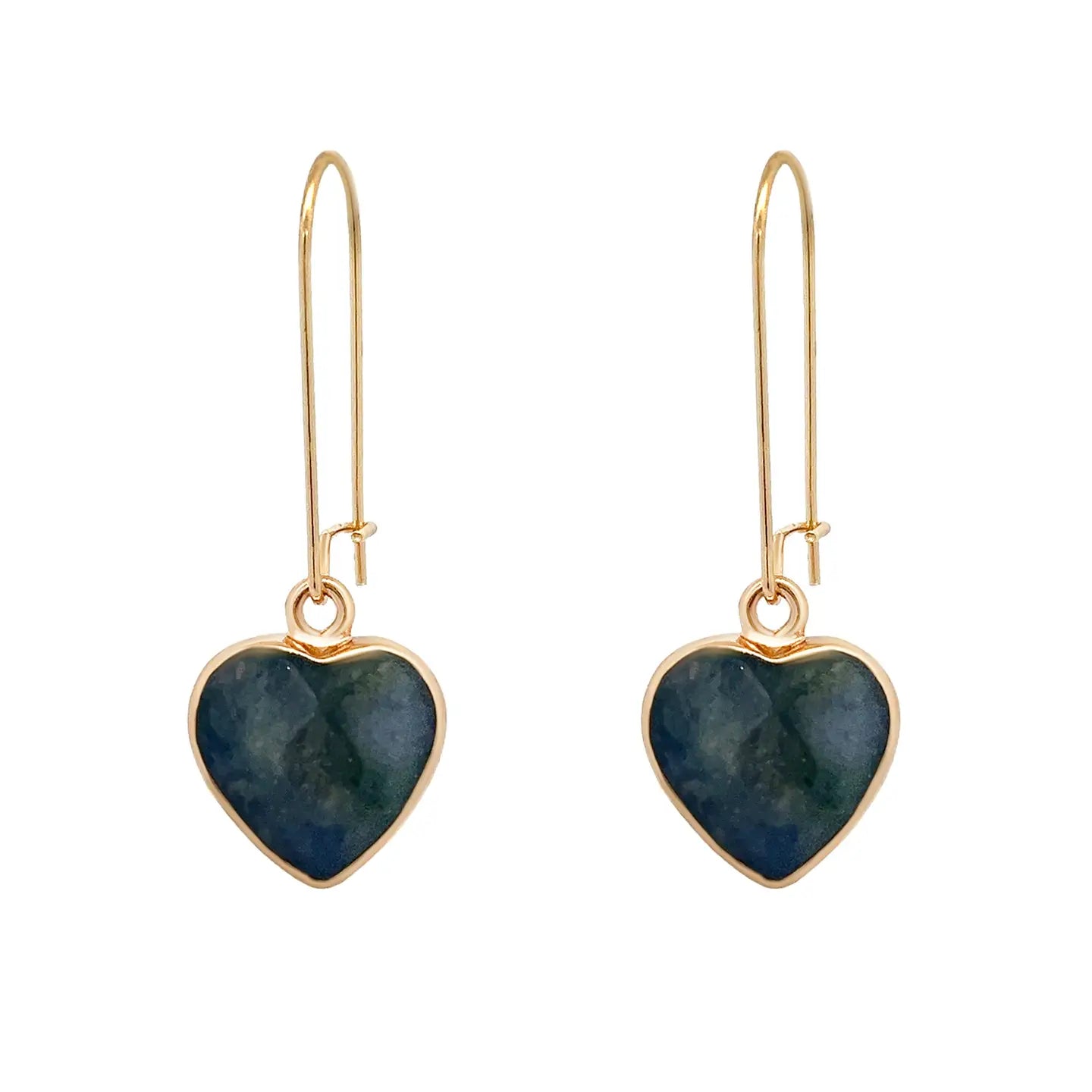 Amorino Gift Boxed, Navy Natural Stone Gold Drop Earrings
