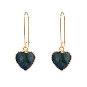 Amorino Gift Boxed, Navy Natural Stone Gold Drop Earrings