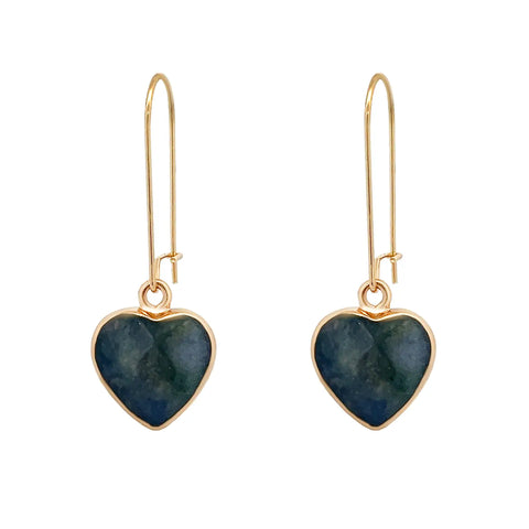 Amorino Gift Boxed, Navy Natural Stone Gold Drop Earrings