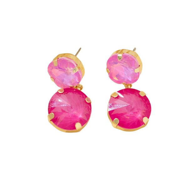 Blossom Bright Pink Glass Crystal Stud Earrings
