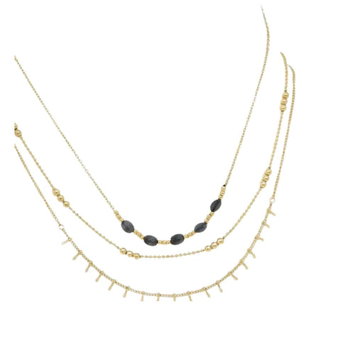 Kapyco Paris Black Onyx Triple Necklace