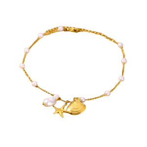 Cosmos Pearl  Starfish Charm Bracelet