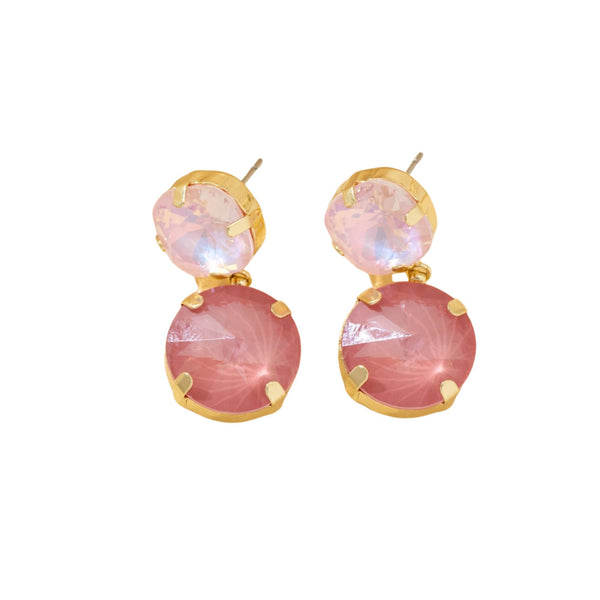 Blossom Salmon Pink Glass Crystal Stud Earrings
