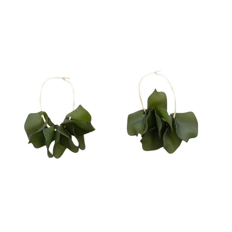 Sonata Green Resin Petal Statement Drop Earrings
