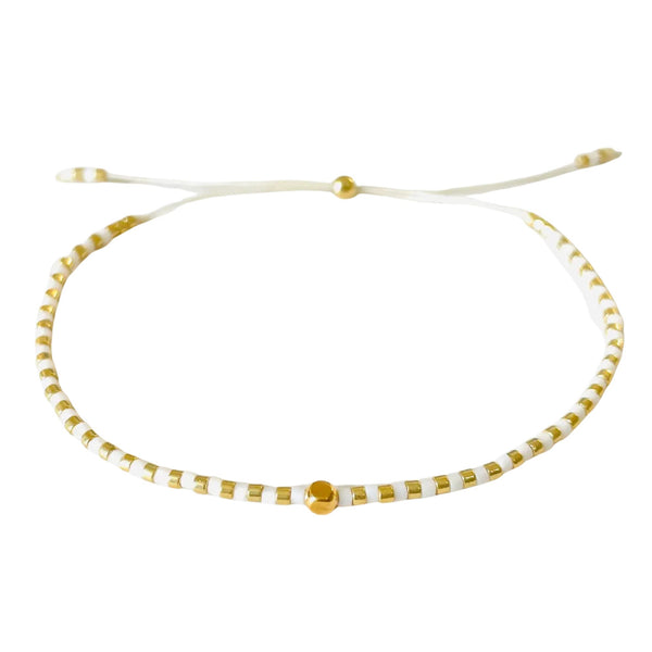 Atteline White & Gold Miyuki Bead Bracelet
