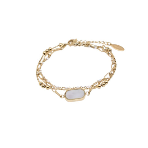 Kapyco Paris Mother of Pearl Gold Triple Bracelet, Size S/M