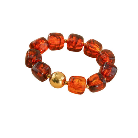 Eclat Paris Amber Brown Resin Stretch Bracelet