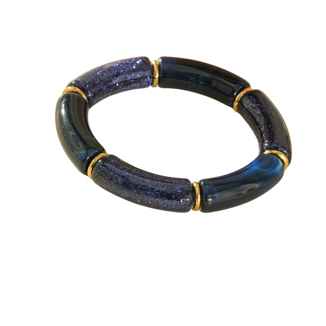 Eclat Paris Blue Resin Stretch Statement Bracelet