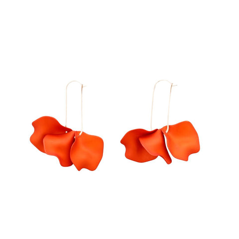 Sonata Burnt Orange Resin Petal Statement Hoop Earrings