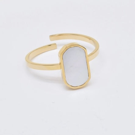 Kapyco Paris White Mother Of Pearl Adjustable Ring