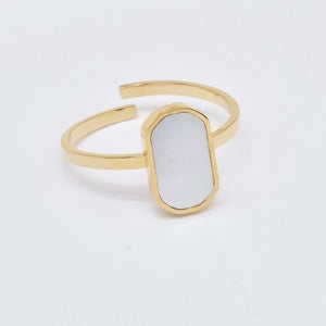 Kapyco Paris White Mother Of Pearl Adjustable Ring