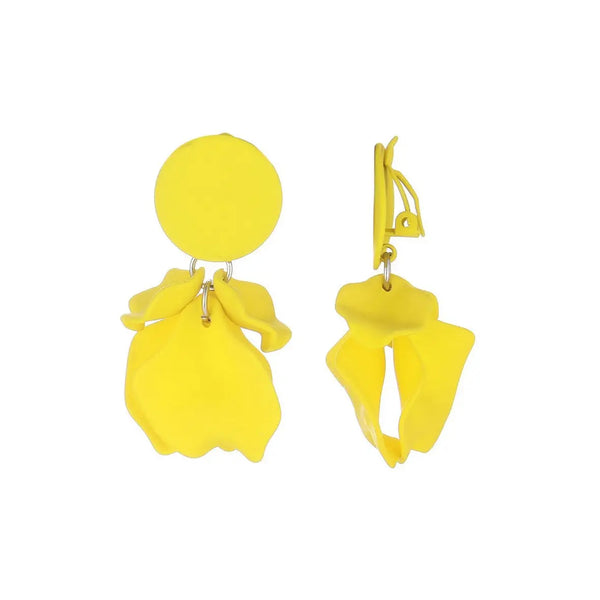 Belle Jewellery Yellow Acrylic Clip On Statement Earrings