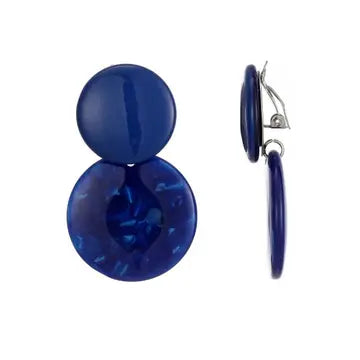 Belle Jewellery Blue Marbled Resin Statement Clip On Earrings