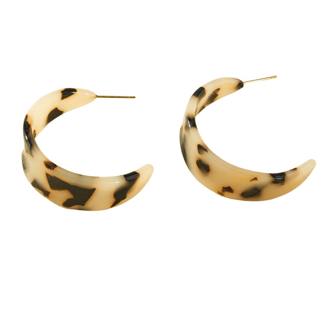 Eclat Paris Leopard Print Resin Hoop Stud Earrings