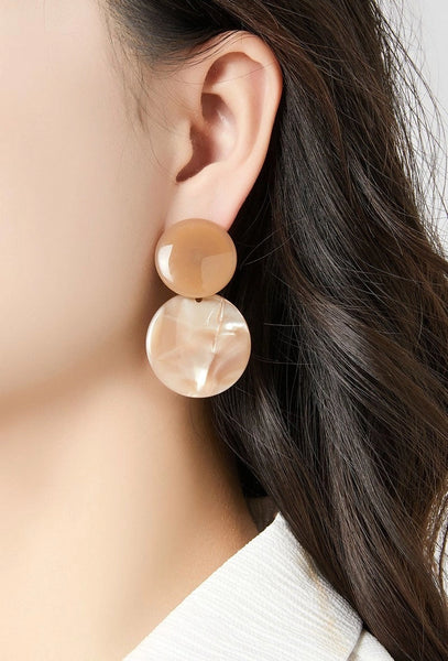 Belle Jewellery Black Marbled Resin Statement Clip On Earrings