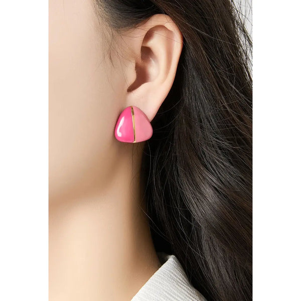 Belle Jewellery Black & Grey  Enamelled Triangle, Clip On Earrings