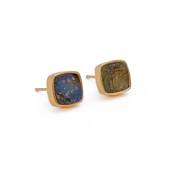 El Joyero Hand Made Raw Labradorite Stud Earrings