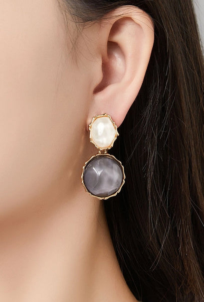 Belle Jewellery Orange & Ivory Resin Statement Clip On Earrings