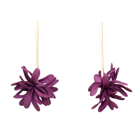 Sonata Purple Resin Petal Statement Stud Earrings
